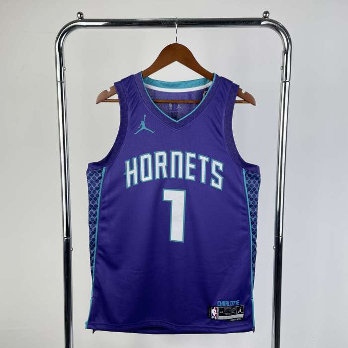 Charlotte Hornets NBA Shirt 2023 season Purple BALL 1