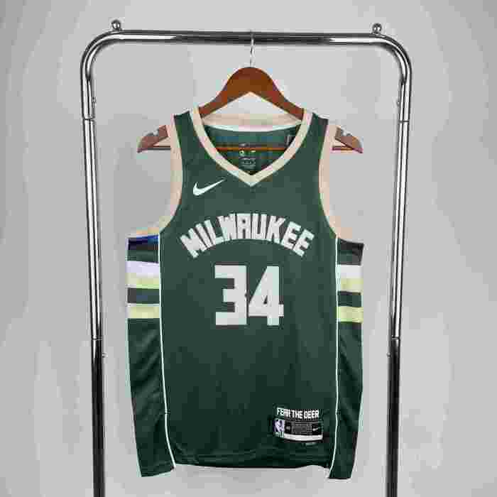 Milwaukee Bucks NBA shirt 2023 Season Away Green ANTETOKOUNMPO 34