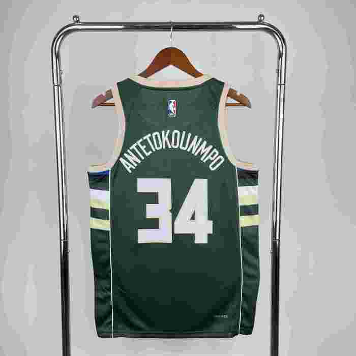 Milwaukee Bucks NBA shirt 2023 Season Away Green ANTETOKOUNMPO 34